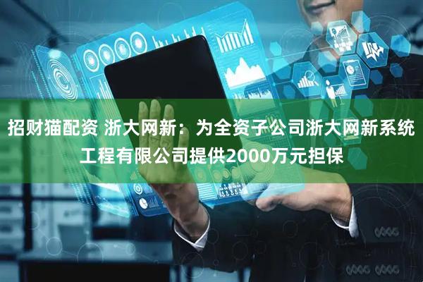 招财猫配资 浙大网新：为全资子公司浙大网新系统工程有限公司提供2000万元担保